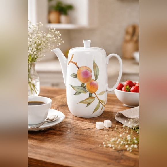 Royal Worcester Other - Royal Worcester Evesham Vale Coffee Pot with Lid England Vintage 1986 Fruit